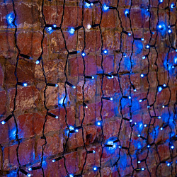 Гирлянда Светодиодный Дождь 2х1,5м, постоянное свечение, черный провод, 230 В, диоды СИНИЕ (шнур пит 235-123