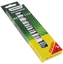 Батарейка щелочная Alkaline LR06/AA (10+2шт/кор) ПРОМО GENERICA ABT-LR06-ST-B12-G