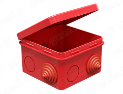 Коробка распаячная для о/п 80х80х50мм IP54 (45шт) КРАСНАЯ с откидной крышкой, 7 гермовводов. 4 сальн GE41238-06