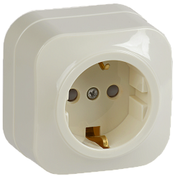 GLORY Розетка 1-местная для открытой установки с заземлением с защитными шторками 16А РСш20-3-ХК кремовый IEK ERH14-K33-16