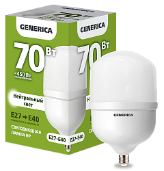 Лампа светодиодная HP 70Вт 230В 4000К E27-E40 GENERICA LL-HP-70-230-40-E27-E40-G
