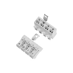 Клемма пружинная соединительная КСП 4-полюсная с заземлением и с монтажными ножками (50 шт./уп.) REXANT 07-6216-2