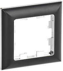 BRITE Рамка 1-местная РУ-1-Бр хром/черный IEK BR-M12-12-2-K23