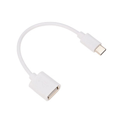 Кабель USB OTG, шт. Type-C – гн. USB-А, 2,4A, 0,15м, ПВХ, белый REXANT 18-1180
