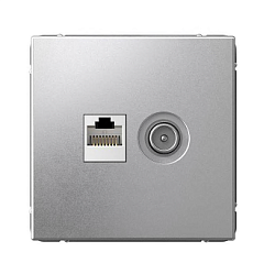 Розетка компьютерная + телевизионная 2-м ArtGallery RJ45 + TV кат.5E алюм. SE GAL000389 1823494