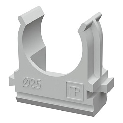 Крепёж-клипса для труб d25 мм безгалогенная (HF) атмосферостойкая серая (100шт/1000шт уп/кор) Промру PR13.0346
