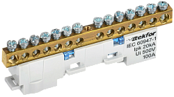 TEKFOR Шина N "ноль" неизолированная на универсальном держателе 6х9-14-С IEK TF-NN10-14-DL-K07