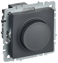 BRITE Светорегулятор поворотно-нажимной 600Вт СС10-1-0-БрГ графит IEK BR-D20-0600-K53