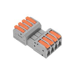 Клемма СМК 222-424R проходная разъемная 4 полюса серая 0,2-2,5/4мм² (20 шт/уп) REXANT 07-5264