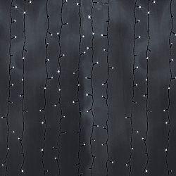 Гирлянда светодиодная Занавес 2х9м 2200 LED БЕЛЫЙ черный ПВХ IP65 эффект водопада 230В не соединяется блок в комплекте NEON-NIGHT 235-275