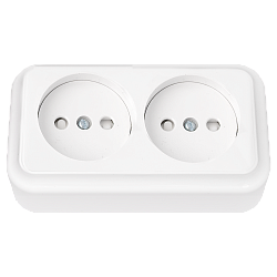 Розетка штепсельная двухместная со шторками открытой установки РА16-273 192BY