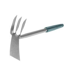 Мотыжка комбинированная 3 витых зубца с цельнометаллической ручкой, покрытой пластиком ЧЕТЫРЕ СЕЗОНА 64-0016