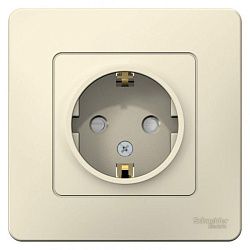 Розетка 1-м СП Blanca 16А IP20 250В с заземл. защ. шторки молоч. SE BLNRS001112 1210305