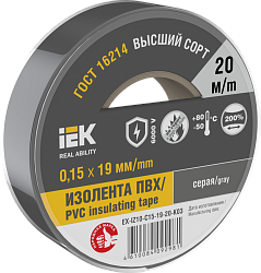 MIXTAPE 7 Изолента 0,15х19мм серая 20м IEK EX-IZ10-C15-19-20-K03