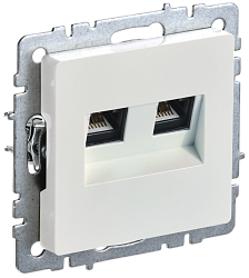 BRITE Розетка двойная RJ11+RJ45 кат.5E РК/Т12-БрЖ жемчуг IEK BR-KT20-O-1-K36