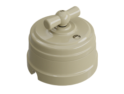 Выключатель ретро фарфоровый поворотный перекрестный (в компл с подъемн рамкой D70x60), цвет - GE70402-02