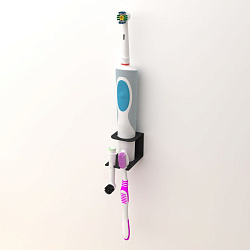 Держатель для хранения электрических зубных щеток и насадок, монтаж без сверления, черный REXANT 38-0715