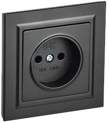 BRITE Розетка 1-местная без заземления без защитных шторок 10А в сб. РСР10-1-0-БрЧ черный IEK BR-R10-10-K02-F
