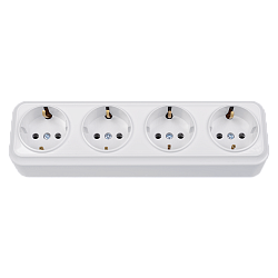 Розетка штепсельная четырехместная для открытой установки с заземляющим контактом РА16-0182 9166BY