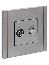 FORTE&PIANO Розетка двойная TV+SAT FP538 сталь IEK FP-AF20-O-K46