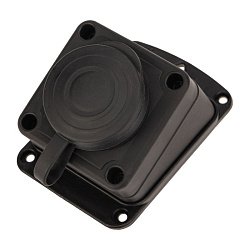 Розетка влагозащищенная угловая с крышкой 1 гнездо, 2Р+РЕ, 230В, с/3, 16А, IP44, каучук, черная PROconnect 111-127-4