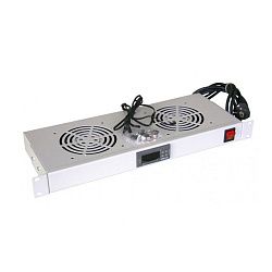 Модуль вентиляторный с термостатом 19" 1U с 2-мя вентиляторами REXANT 04-2604