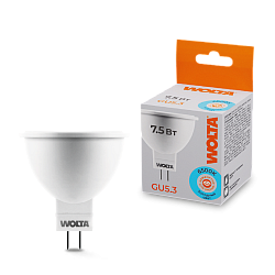 Лампа светодиодная "Рефлектор-MR16" 7.5Вт 625лм 6500К GU5.3 (50шт/уп) WOLTA 25WMR16-220-7.5GU5.3
