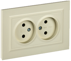 BRITE Розетка 2-местная без заземления без защитных шторок 10А в сборе РС12-2-БрКр бежевый IEK BR-R20-10-K10-F
