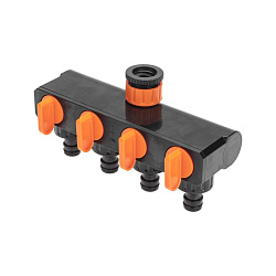 Разветвитель для шланга на 4 канала 1/2"-3/4" ЧЕТЫРЕ СЕЗОНА 62-0225