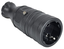 OMEGA Розетка переносная РБп14-1-0м IP20 каучук черная IEK OM-KR20-16-20-P1-00-K02