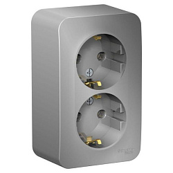 Розетка 2-м ОП Blanca 16А IP20 250В с заземл. без защ. шторок с изолир. пластиной алюм. SE BLNRA010213 1210555