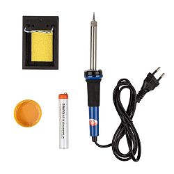 Набор для пайки №11 (паяльник 30Вт, подставка, губка для удаления припоя, канифоль, припой) REXANT 12-0165