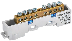 TEKFOR Шина N "ноль" неизолированная на универсальном держателе 6х9-8-С IEK TF-NN10-08-DL-K07