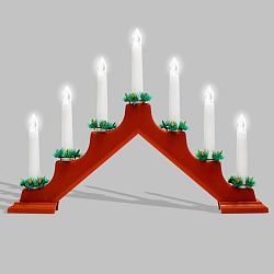 Новогодняя горка 7 свечек, цвет корпуса: Красный, цвет свечения: ТЕПЛЫЙ БЕЛЫЙ 501-082