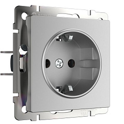 Розетка с заземлением (серебряный) Werkel W1171006