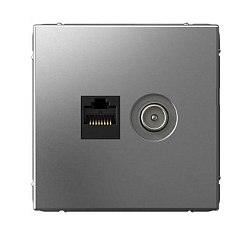 Розетка компьютерная + телевизионная 2-м ArtGallery RJ45 + TV кат.5E сталь SE GAL000989 1823502