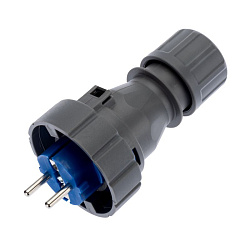 Вилка влагозащищенная прямая 2P+РE, 16А, IP68, серая REXANT 111-013