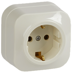 GLORY Розетка 1-местная для открытой установки с заземлением без защитных шторок 16А РС20-3-ХК кремовый IEK ERH11-K33-16