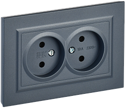 BRITE Розетка 2-местная без заземления без защитных шторок 10А в сборе РС12-2-БрМ маренго IEK BR-R20-10-K35-F