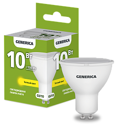 Лампа светодиодная PAR16 софит 10Вт 230В 3000К GU10 GENERICA LL-PAR16-10-230-30-GU10-G
