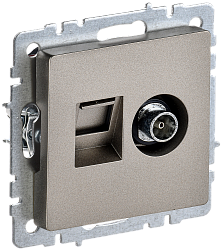 BRITE Розетка двойная TV+RJ45 кат.5E РТВ/РК12-БрШ шампань IEK BR-AK20-1-K37