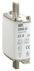 Плавкая вставка предохранителя ППНИ-33 габарит 00С 63А IEK DPP11-063