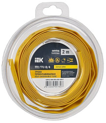 Трубка термоусадочная ТТУ нг-LS 8/4 желтая (2м/упак) IEK UDR12-008-004-002-K05-T