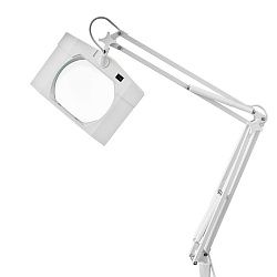 Лупа на струбцине квадратная 3D с подсветкой, 150х180мм, белая REXANT 31-0101