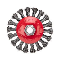 Щетка коническая для УШМ, крученая стальная проволока, 100мм, М14 KRANZ KR-91-1201