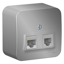 Розетка компьютерная + телефонная 2-м ОП Blanca RJ45 кат.5E + RJ11 с изолир. пластиной алюм. SE BLNIA045113 1210566