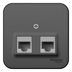 Розетка компьютерная 2-м ОП Blanca RJ45 кат.5E с изолир. пластиной антрацит SE BLNIA045456 1210647
