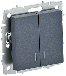 BRITE Выключатель 2-клавишный с индикацией для отелей 10А ВС10-2-9-БрМ маренго IEK BR-V20-2-10-K35