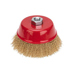 Щетка чашечная для УШМ, витая латунированная проволока, 125мм, М14 KRANZ KR-91-1210