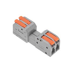 Клемма СМК 222-422R проходная разъемная 2 полюса серая 0,2-2,5/4мм² (50 шт/уп) REXANT 07-5262